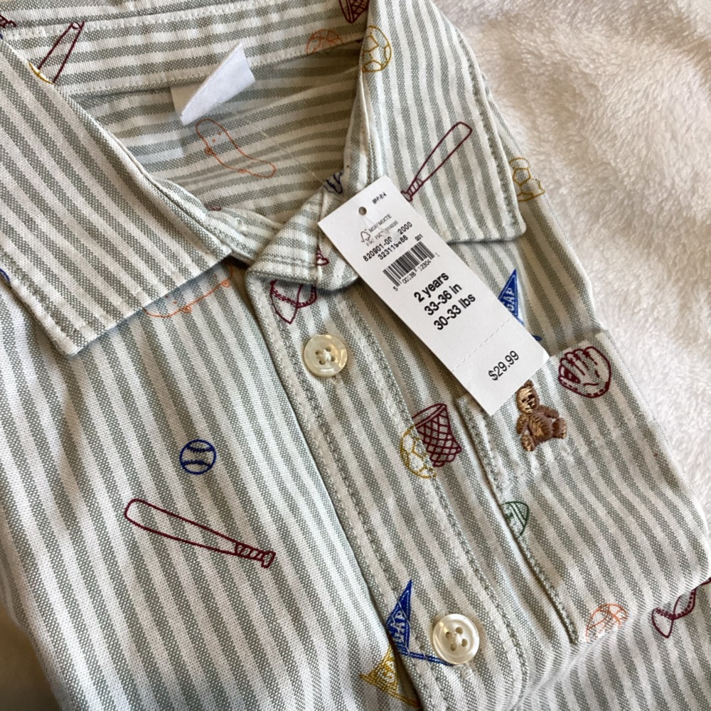 Baby Gap Collared Button-Down Long-Sleeve Shirt Baseball Football Basketball